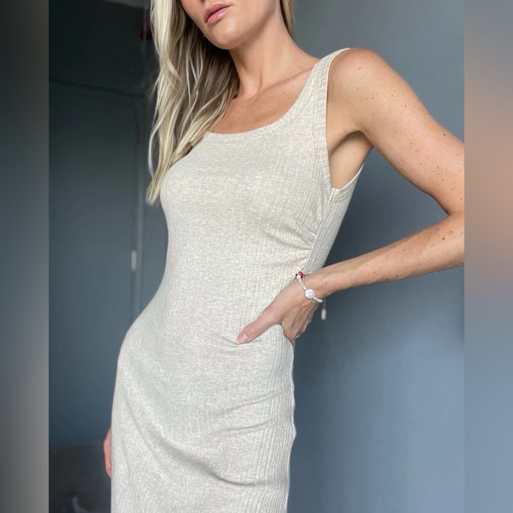 Sixty fifty beige long sleeveless dress